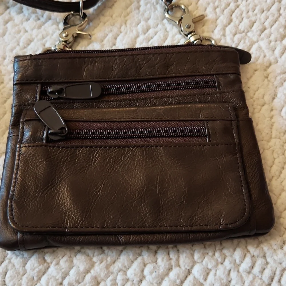 Mod Lily Chocolate Brown Faux Leather Multicompartment Crossbody Bag Resortwear